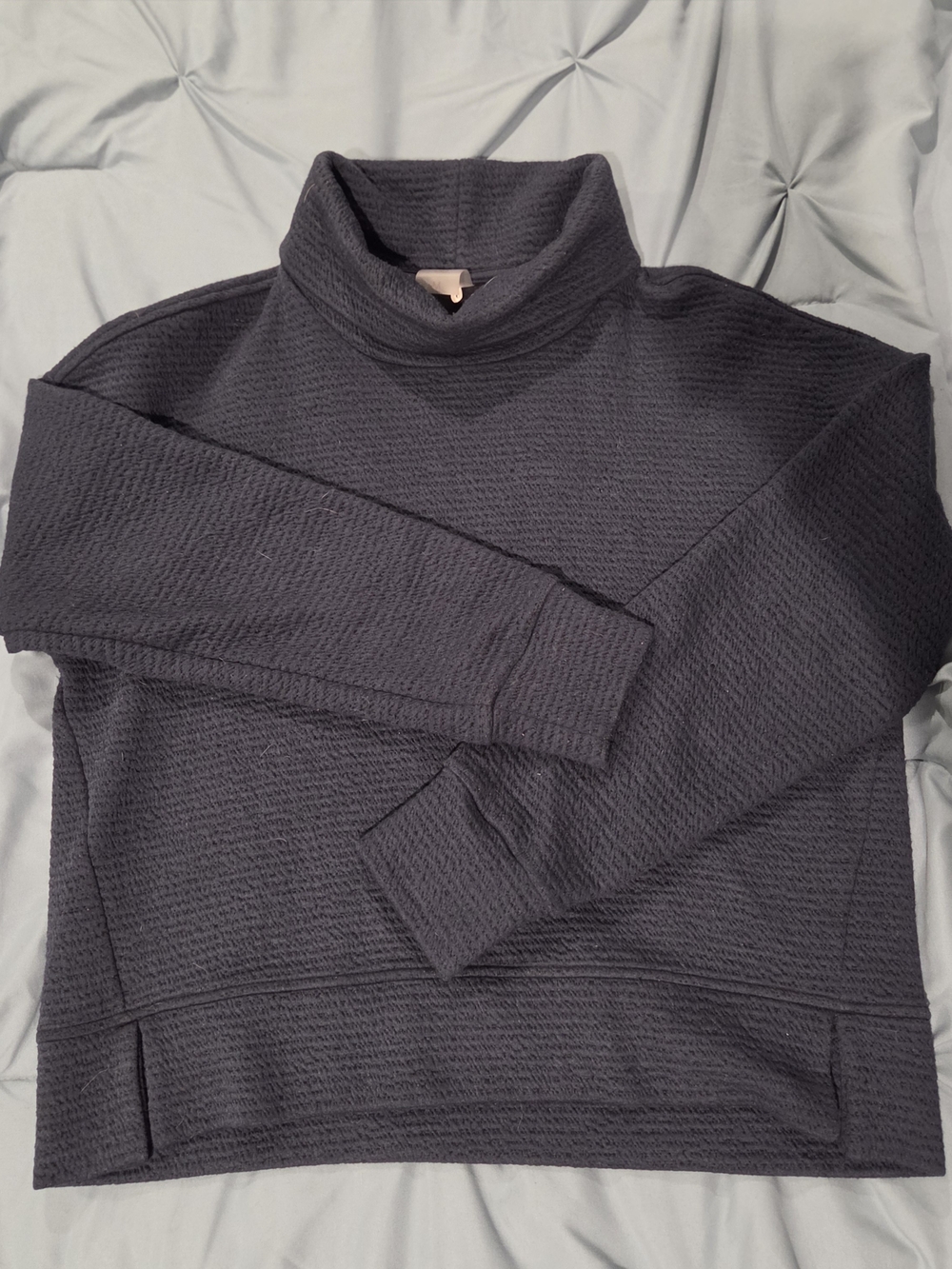 Women's Black/ Navy Striped Turtleneck Sweater